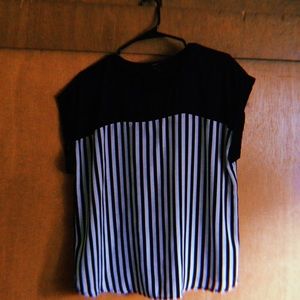 Sheer black and white stripe shirt.